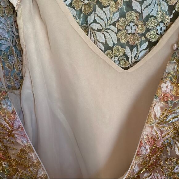 Rina Di Montella Floral Spring Shimmer Beaded Shift Dress Size 16 - Picture 12 of 14